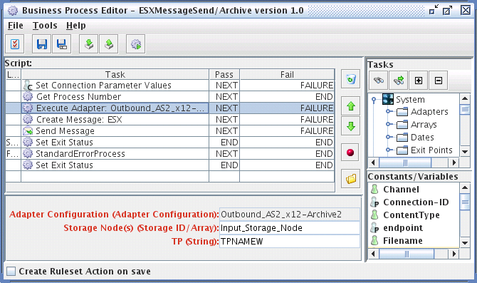 Passing Variable from Business Process script into EXTOL Business Integrator EBI File Adapter screenshot